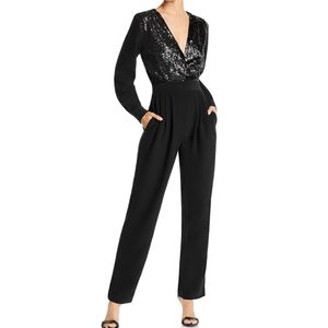 LINI Stella Sequined Embellished Jumpsuit Long sleeve in Black size XS